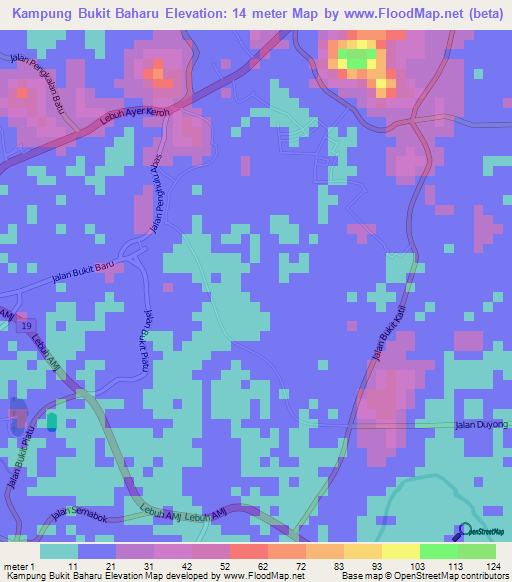 Kampung Bukit Baharu,Malaysia Elevation Map