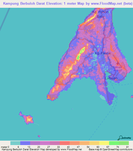 Kampung Berbuloh Darat,Malaysia Elevation Map