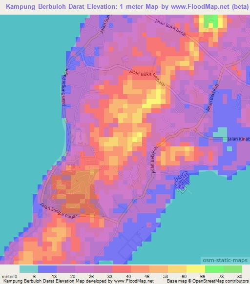 Kampung Berbuloh Darat,Malaysia Elevation Map