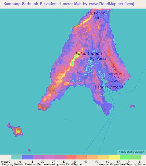 Kampung Berbuloh,Malaysia Elevation Map