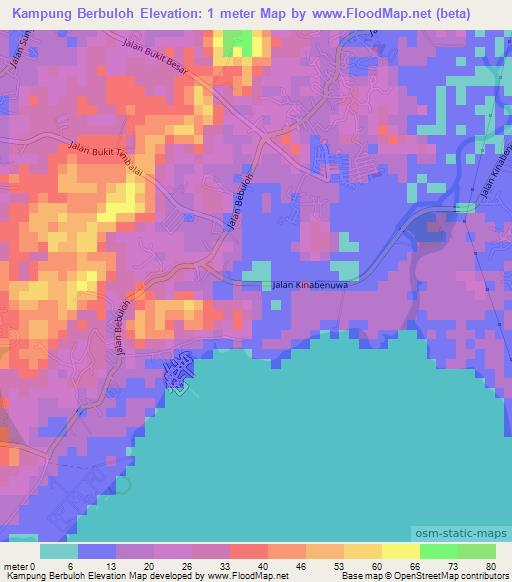 Kampung Berbuloh,Malaysia Elevation Map