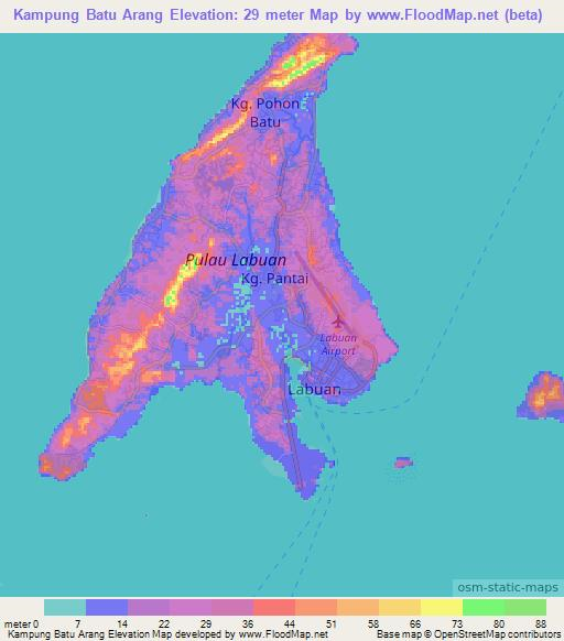 Kampung Batu Arang,Malaysia Elevation Map