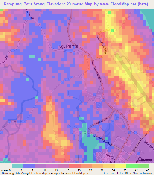 Kampung Batu Arang,Malaysia Elevation Map