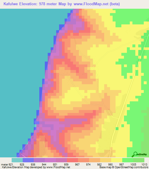 Kafulwe,Zambia Elevation Map