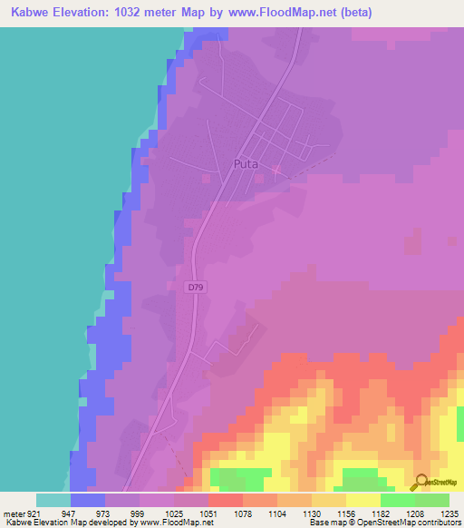 Kabwe,Zambia Elevation Map