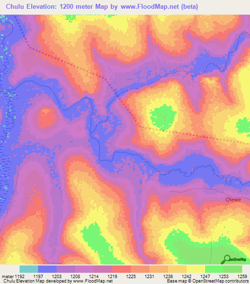 Chulu,Zambia Elevation Map