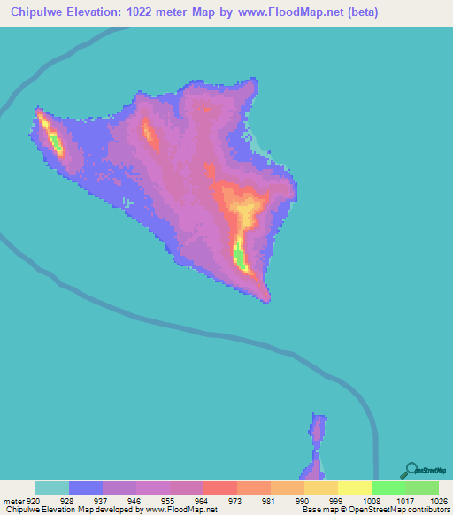 Chipulwe,Zambia Elevation Map