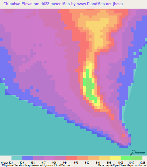 Chipulwe,Zambia Elevation Map