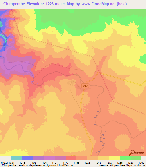 Chimpembe,Zambia Elevation Map