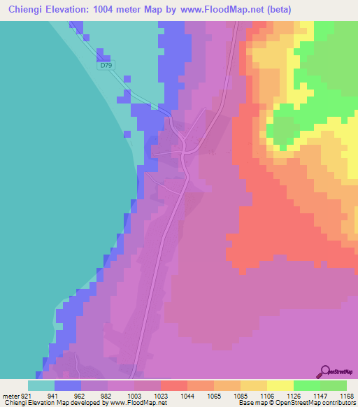 Chiengi,Zambia Elevation Map