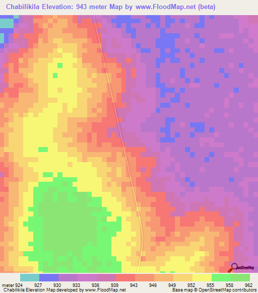 Chabilikila,Zambia Elevation Map