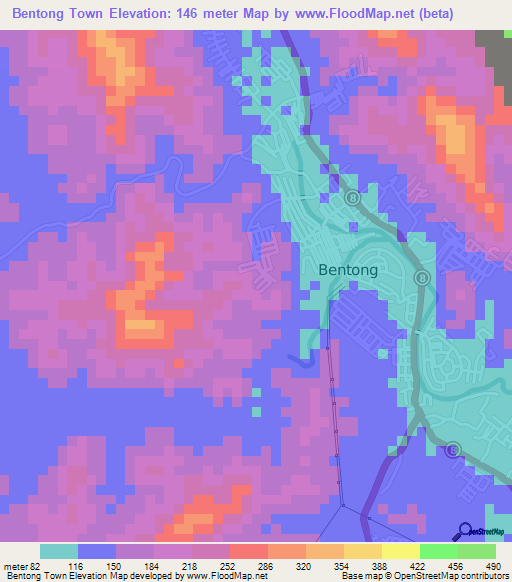 Bentong Town,Malaysia Elevation Map