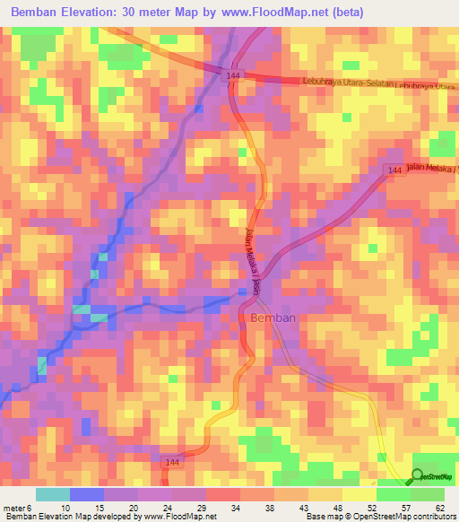 Bemban,Malaysia Elevation Map