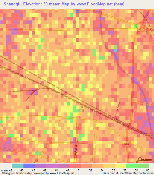 Shangqiu,China Elevation Map