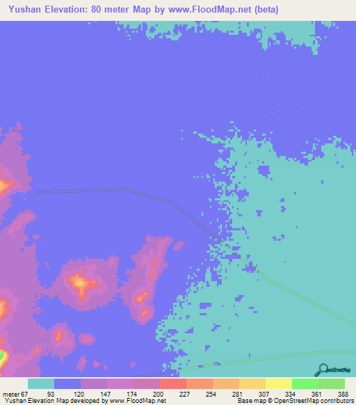 Yushan,China Elevation Map