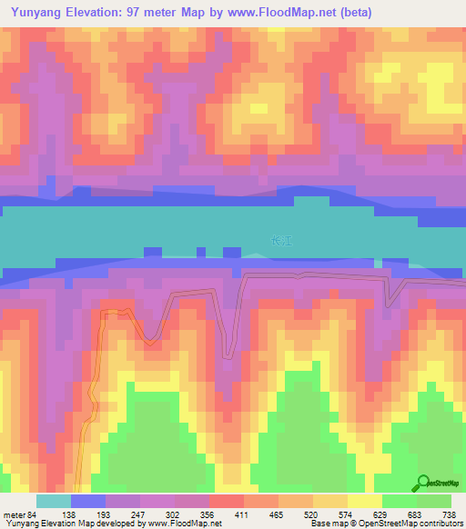 Yunyang,China Elevation Map