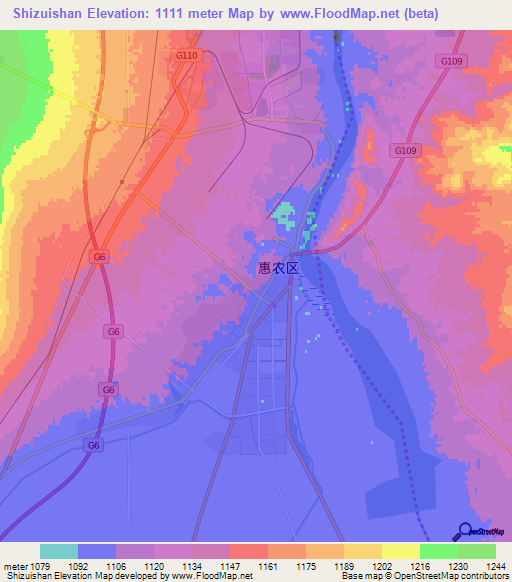 Shizuishan,China Elevation Map