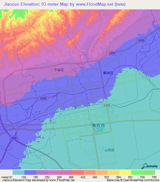 Jiaozuo,China Elevation Map