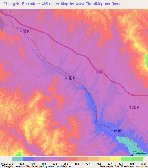 Changzhi,China Elevation Map