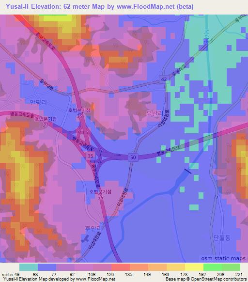 Yusal-li,South Korea Elevation Map