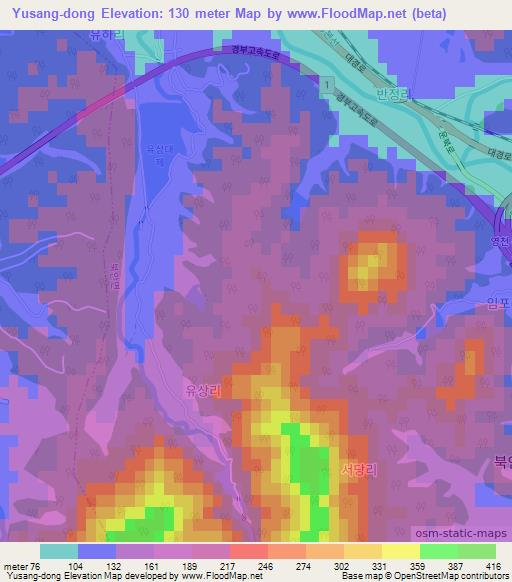 Yusang-dong,South Korea Elevation Map