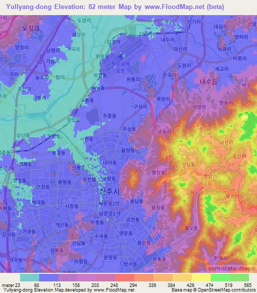 Yullyang-dong,South Korea Elevation Map