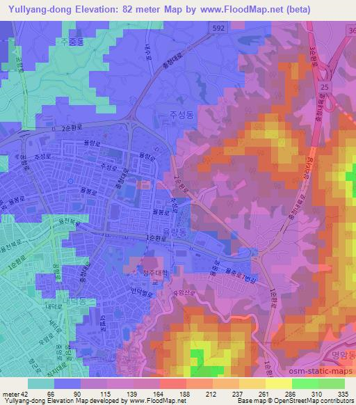 Yullyang-dong,South Korea Elevation Map