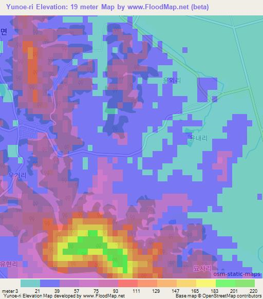 Yunoe-ri,South Korea Elevation Map