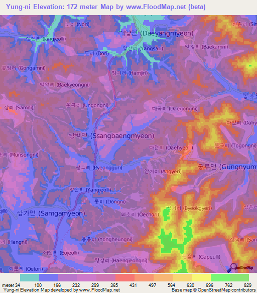 Yung-ni,South Korea Elevation Map