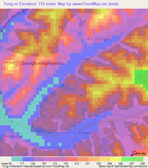 Yung-ni,South Korea Elevation Map