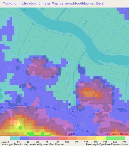 Yumong-ni,South Korea Elevation Map