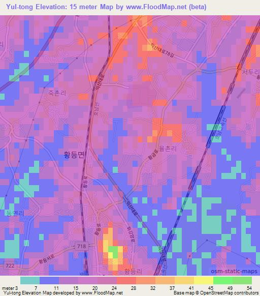 Yul-tong,South Korea Elevation Map