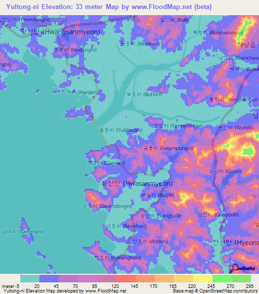 Yultong-ni,South Korea Elevation Map