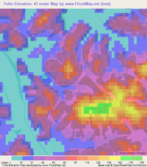 Yulto,South Korea Elevation Map