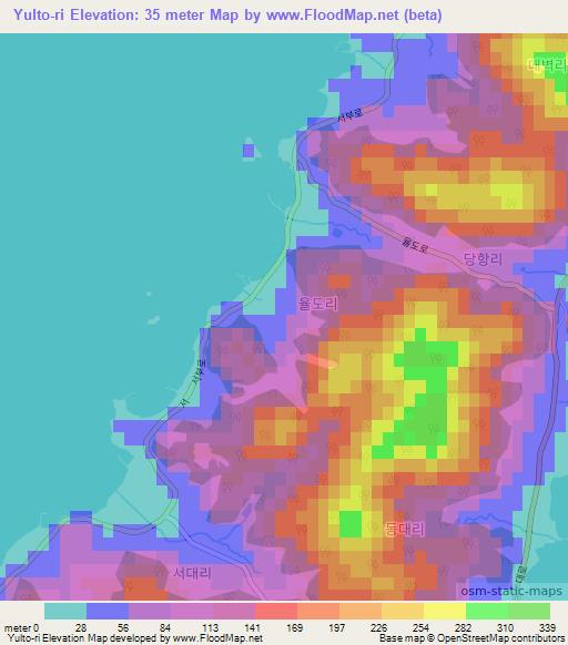 Yulto-ri,South Korea Elevation Map