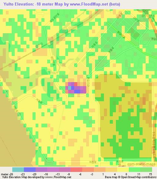 Yulto,South Korea Elevation Map