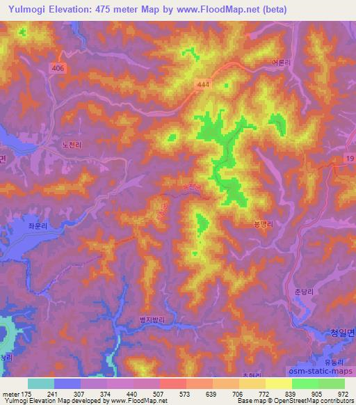 Yulmogi,South Korea Elevation Map