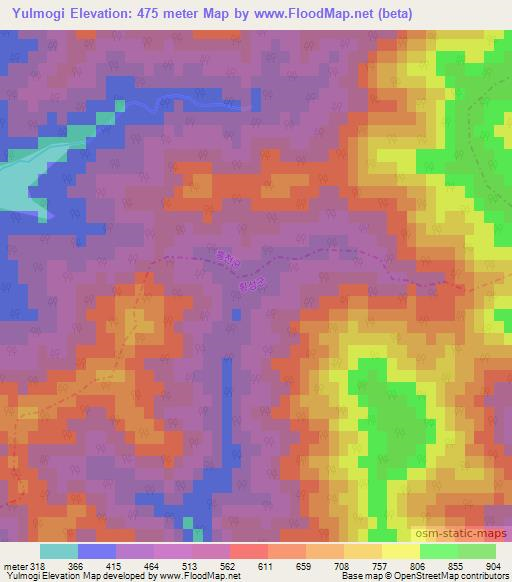 Yulmogi,South Korea Elevation Map