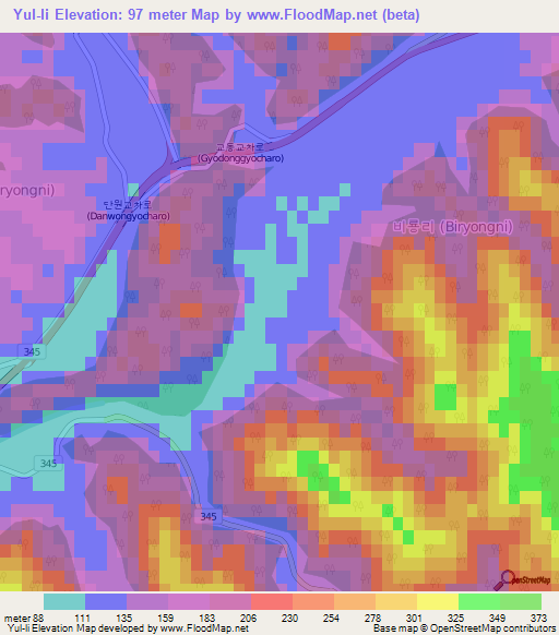 Yul-li,South Korea Elevation Map