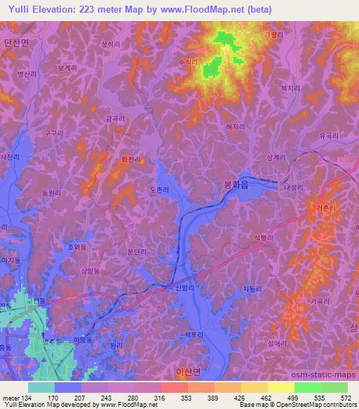 Yulli,South Korea Elevation Map