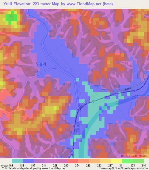 Yulli,South Korea Elevation Map