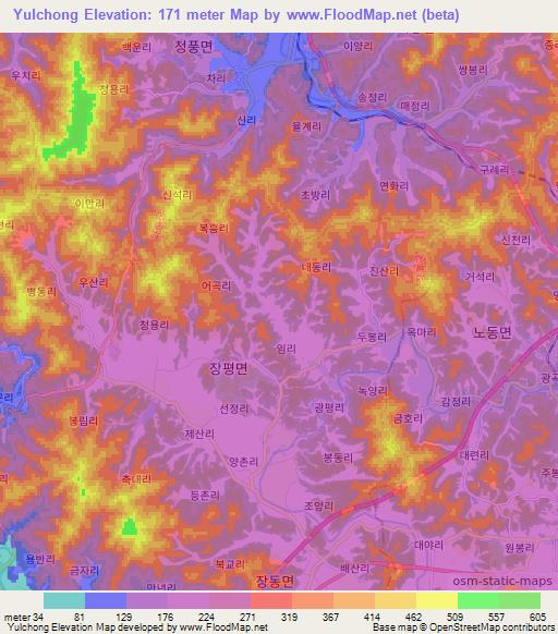 Yulchong,South Korea Elevation Map