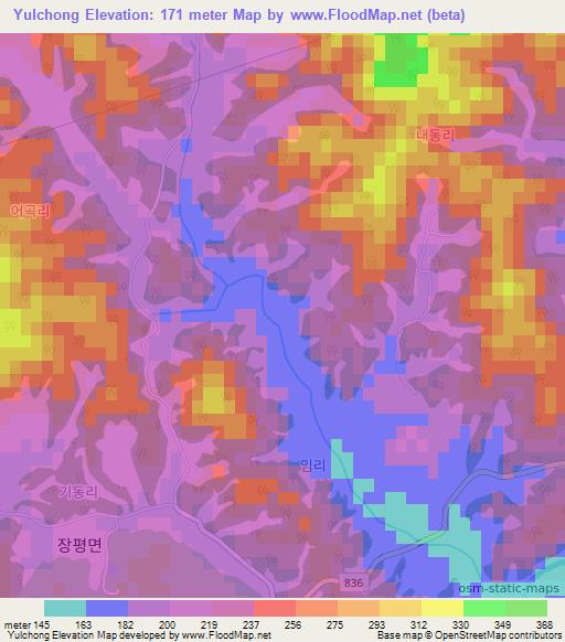 Yulchong,South Korea Elevation Map