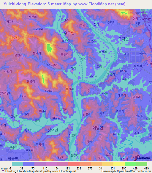 Yulchi-dong,South Korea Elevation Map