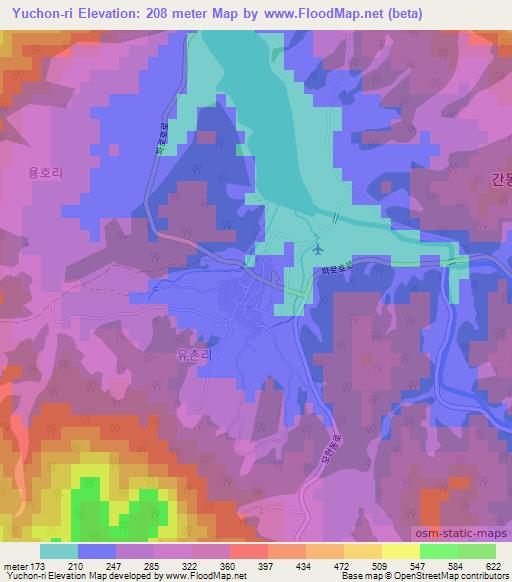 Yuchon-ri,South Korea Elevation Map