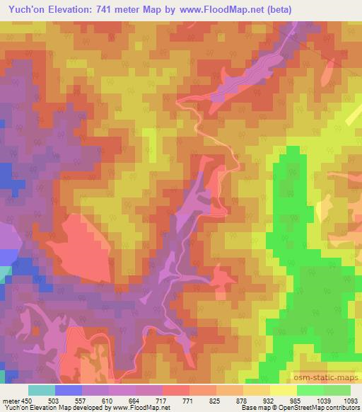 Yuch'on,South Korea Elevation Map