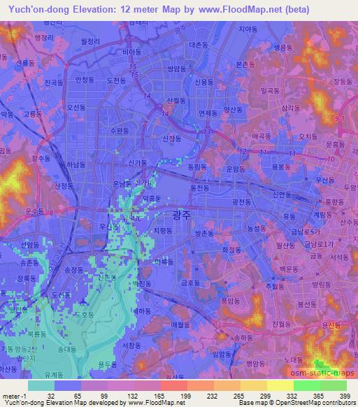 Yuch'on-dong,South Korea Elevation Map