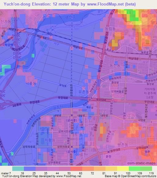 Yuch'on-dong,South Korea Elevation Map