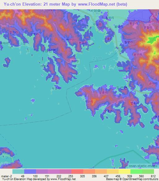 Yu-ch'on,South Korea Elevation Map