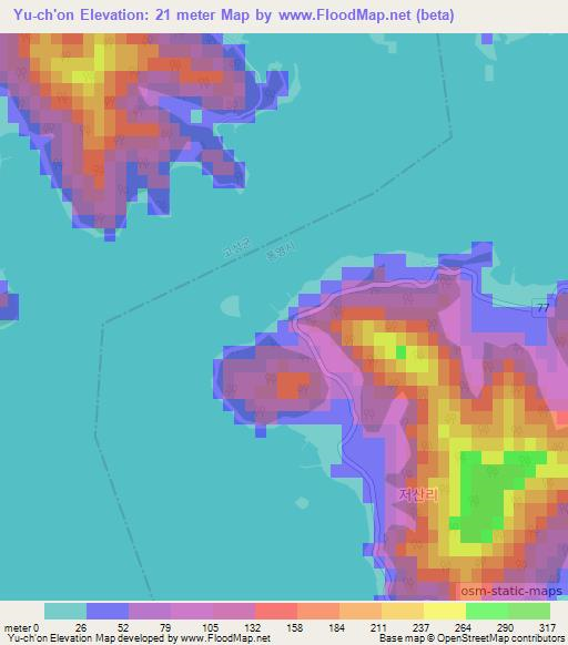 Yu-ch'on,South Korea Elevation Map